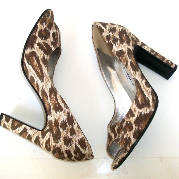 Dolce & Gabbana Leopard-Print Faille Open-Toe Broad-High-Heel Pumps Sexy& Cool - Picture 1 of 9